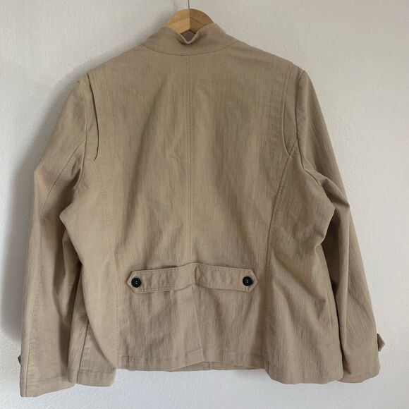 TILLEY Jacket Khaki High Neck Buttoned Traveler's Blazer Made In Canada Sz 20 - Picture 2 of 13